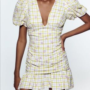 NWT Zara checkered mini drape dress size medium